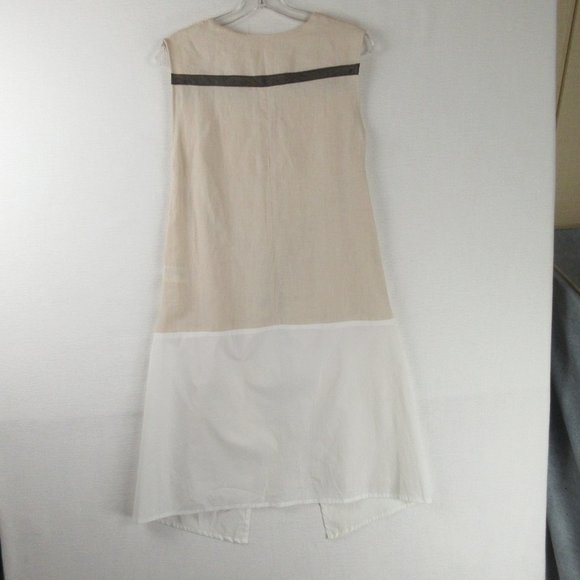 Biancalancia Cream Colorblock Linen Dress Size 44 Deconstructed Sleeveless - Picture 2 of 13